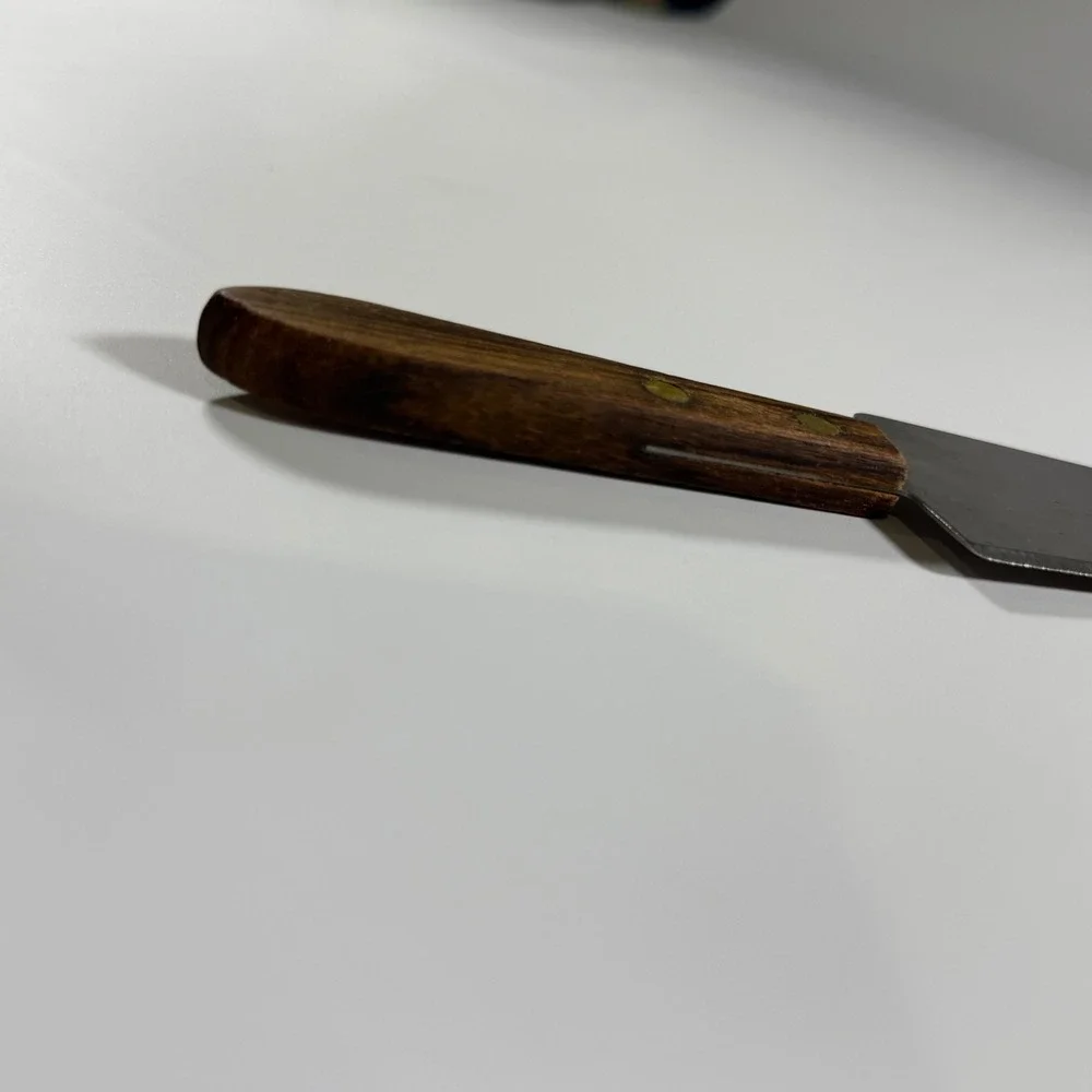 VTG Robinson Knife Co Pie Cake Server 10in Brown Wood Handle Stainless Steel‎